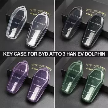 Новый мягкий чехол для автомобильного ключа из ТПУ для BYD Atto 3 Han EV Dolphin с 4 кнопками, защитный чехол для пульта дистанционного управления, автомобильные аксессуары чистый