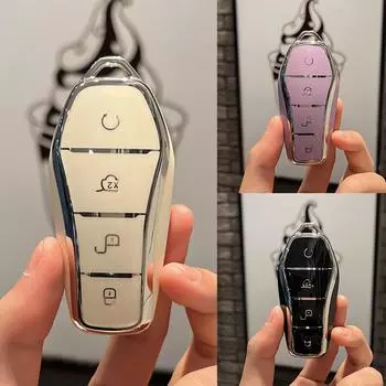 Новый мягкий чехол для ключей от машины из ТПУ с 4 кнопками для BYD Atto 3 Han EV Dolphin, защитный чехол с дистанционным управлением, прочные аксессуары Key Case белый