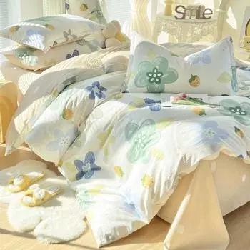 Новый мягкий комплект простыней из 100% хлопка с принтом 160x210 220x240, пододеяльники разных размеров, высококачественное постельное белье, дышащее и мягкое 150x200cm 1pcs