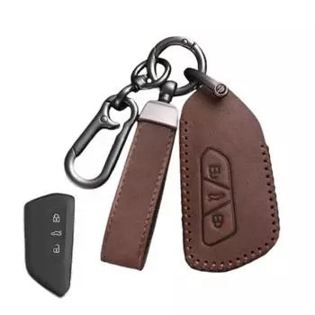Новый мягкий кожаный чехол для дистанционного ключа автомобиля для VW Volkswagen Golf 8 MK8 2020 для Skoda Octavia для защиты сиденья, аксессуары для ключей For Volkswagen коричневый