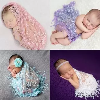 Новый мягкий кружевной цветочный милый реквизит для фотосъемки новорожденных с кисточками, тканевый фон, хорошая цена светло-фиолетовый