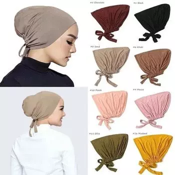 Новый мягкий тюрбан, внутренняя шапка под хиджаб, шапка под шарф, шляпа, женская повязка на голову, тюрбанте горчичный