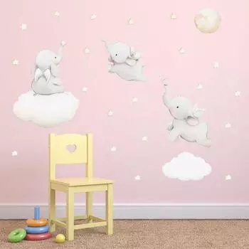 Новый мультфильм звезды облако стены наклейка со слоном в скандинавском стиле наклейки на стены детской комнаты сияющая звезда спальня дети