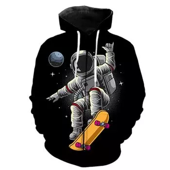 Новый мультяшный астронавт 3D принт мужская свободная толстовка с капюшоном повседневный свободный пуловер популярная уличная мода топы трендовая мужская одежда S