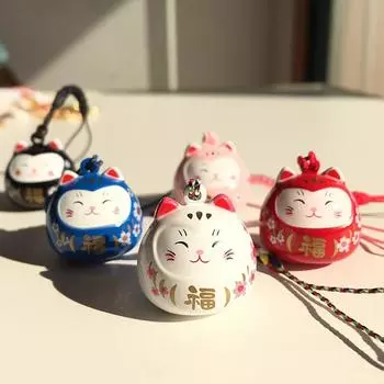 Новый мультяшный очаровательный дверной ключ Maneki Neko, брелки для ключей, украшение для сумки, брелки Lucky Cat, подвеска