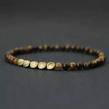 Новый мужской браслет 4 мм, нерегулярные медные бусины, браслет, минималистичный браслет из черного оникса, браслет Pulsera Hombre, подарок для него, Joias