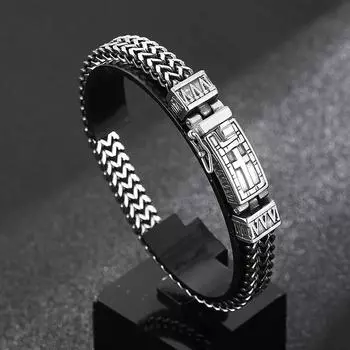 Новый мужской браслет из нержавеющей стали в стиле панк 8 мм с крестом 220 мм, ювелирные изделия, подарок лучшему другу 22cm