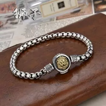 Новый мужской браслет в виде льва, мощный ретро-браслет в европейском и американском стиле для пары, подарок на день рождения 18CM
