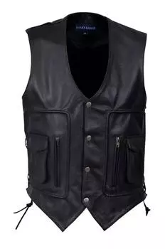 Новый мужской черный жилет пальто настоящая ручная работа натуральная кожа ягненка классический стильный S чёрный