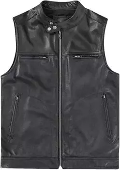 Новый мужской черный жилет пальто настоящая ручная работа натуральная кожа ягненка стильная классика S чёрный