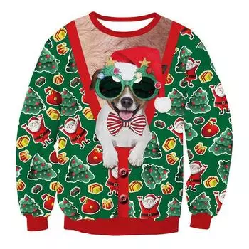 Новый мужской длинный рукав круглый вырез пуловер 3D принт цифровой полноцветный Хэллоуин мультяшный узор S