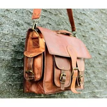 Новый мужской классический кожаный ручной работы винтажный коричневый портфель для ноутбука из натуральной кожи 11 X 15 X 5 IN коричневый