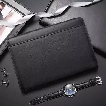 Новый мужской клатч из натуральной кожи с кодовым замком - Высококачественная, вместительная деловая сумка чёрный