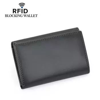 Новый мужской кошелек для трансграничной электронной коммерции с тремя отделениями и возможностью установки нескольких карт, с RFID-меткой, из коровьей кожи напа с простым переплетением, будет отправлен от вашего имени.