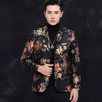 Новый мужской костюм из натуральной кожи, пальто, кожаный костюм из овчины с принтом, весенне-осенняя мода 4XL