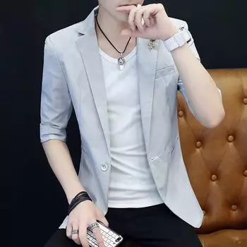 Новый мужской красивый индивидуальный тренд, маленький костюм со средним рукавом, красивое пальто для парикмахера 3XL