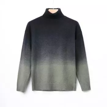 Новый мужской осенне-зимний свитер с плавными переходами цветов и высокими лацканами, молодежный повседневный свободный вязаный свитер M