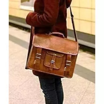 Новый мужской портфель из натуральной коричневой кожи через плечо сумка для ноутбука UNISEX 18 x 14 x 5 in коричневый