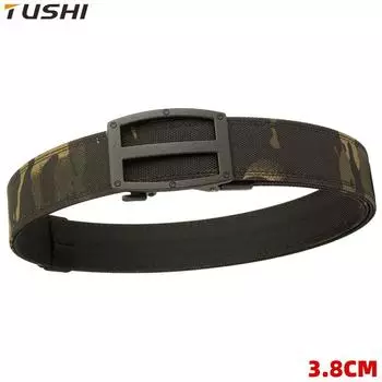 Новый мужской ремень для поездок на работу с автоматической пряжкой из нейлона, универсальный двухслойный толстый ремень для отдыха на природе 120cm чёрный