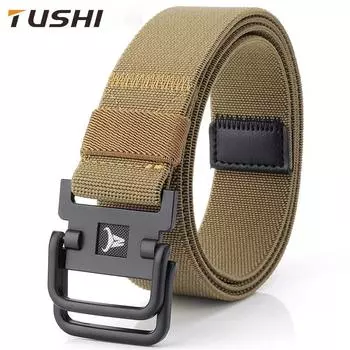 Новый мужской ремень для поездок на работу с автоматической пряжкой из нейлона, универсальный двухслойный толстый ремень для отдыха на природе 120cm чёрный