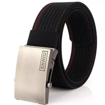 Новый мужской ремень для поездок на работу с автоматической пряжкой из нейлона, универсальный двухслойный толстый ремень для отдыха на природе 120cm чёрный