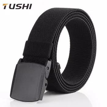 Новый мужской ремень для поездок на работу с автоматической пряжкой из нейлона, универсальный двухслойный толстый ремень для отдыха на природе 120cm чёрный