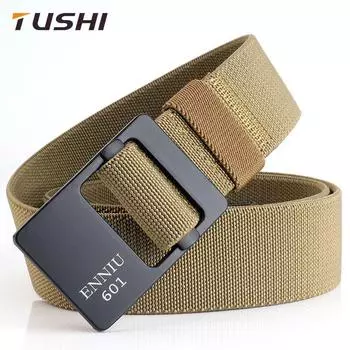 Новый мужской ремень для поездок на работу с автоматической пряжкой из нейлона, универсальный двухслойный толстый ремень для отдыха на природе 120cm чёрный