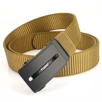 Новый мужской ремень для поездок на работу с автоматической пряжкой из нейлона, универсальный двухслойный толстый ремень для отдыха на природе 120cm чёрный