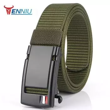 Новый мужской ремень для поездок на работу с автоматической пряжкой из нейлона, универсальный двухслойный толстый ремень для отдыха на природе 120cm