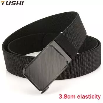 Новый мужской ремень для поездок на работу с автоматической пряжкой из нейлона, универсальный двухслойный толстый ремень для отдыха на природе 120cm чёрный