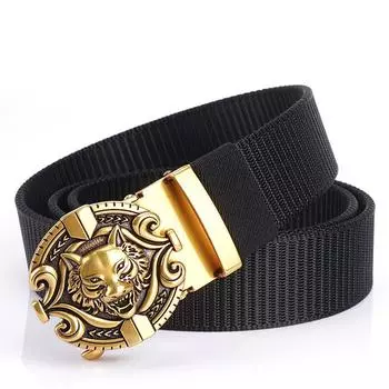 Новый мужской ремень для поездок на работу с автоматической пряжкой из нейлона, универсальный двухслойный толстый ремень для отдыха на природе 120cm