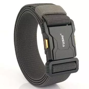 Новый мужской ремень для поездок на работу с автоматической пряжкой из нейлона, универсальный двухслойный толстый ремень для отдыха на природе 125cm чёрный