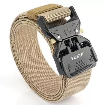 Новый мужской ремень для поездок на работу с автоматической пряжкой из нейлона, универсальный двухслойный толстый ремень для отдыха на природе 125cm чёрный