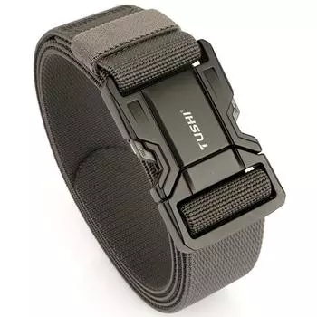 Новый мужской ремень для поездок на работу с автоматической пряжкой из нейлона, универсальный двухслойный толстый ремень для отдыха на природе 125cm чёрный