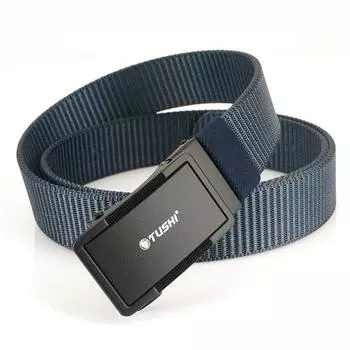 Новый мужской ремень для поездок на работу с автоматической пряжкой из нейлона, универсальный двухслойный толстый ремень для отдыха на природе 120cm чёрный