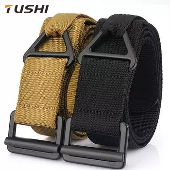 Новый мужской ремень для поездок на работу с автоматической пряжкой из нейлона, универсальный двухслойный толстый ремень для отдыха на природе 125cm чёрный