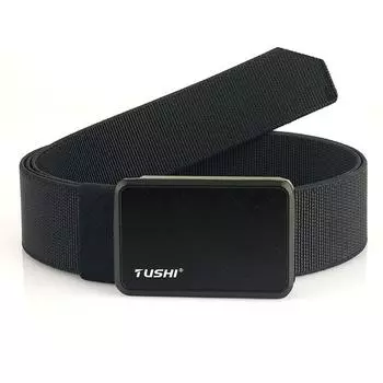 Новый мужской ремень для поездок на работу с автоматической пряжкой из нейлона, универсальный двухслойный толстый ремень для отдыха на природе 120cm чёрный