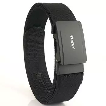 Новый мужской ремень для поездок на работу с автоматической пряжкой из нейлона, универсальный двухслойный толстый ремень для отдыха на природе 120cm чёрный