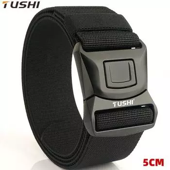 Новый мужской ремень для поездок на работу с автоматической пряжкой из нейлона, универсальный двухслойный толстый ремень для отдыха на природе 125cm чёрный