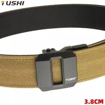 Новый мужской ремень для поездок на работу с автоматической пряжкой из нейлона, универсальный двухслойный толстый ремень для отдыха на природе 120cm чёрный