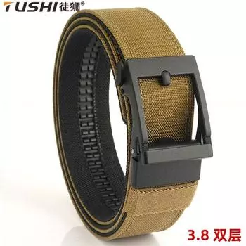 Новый мужской ремень для поездок на работу с автоматической пряжкой из нейлона, универсальный двухслойный толстый ремень для отдыха на природе 120cm чёрный