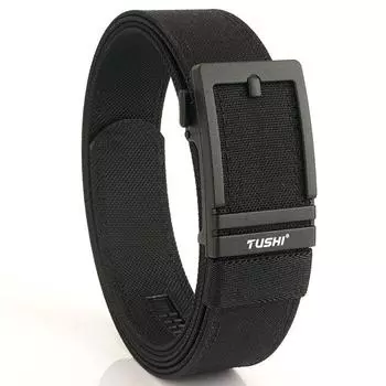 Новый мужской ремень для поездок на работу с автоматической пряжкой из нейлона, универсальный двухслойный толстый ремень для отдыха на природе 120cm чёрный