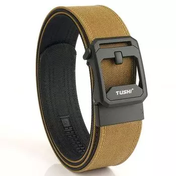 Новый мужской ремень для поездок на работу с автоматической пряжкой из нейлона, универсальный двухслойный толстый ремень для отдыха на природе 120cm чёрный