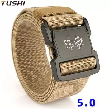 Новый мужской ремень для поездок на работу с автоматической пряжкой из нейлона, универсальный двухслойный толстый ремень для отдыха на природе 125cm чёрный