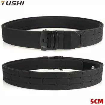 Новый мужской ремень для поездок на работу с автоматической пряжкой из нейлона, универсальный двухслойный толстый ремень для отдыха на природе S 105CM