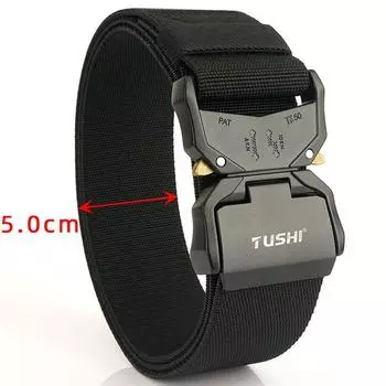 Новый мужской ремень для поездок на работу с автоматической пряжкой из нейлона, универсальный двухслойный толстый ремень для отдыха на природе 125cm чёрный