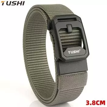 Новый мужской ремень для поездок на работу с автоматической пряжкой из нейлона, универсальный двухслойный толстый ремень для отдыха на природе 120cm чёрный