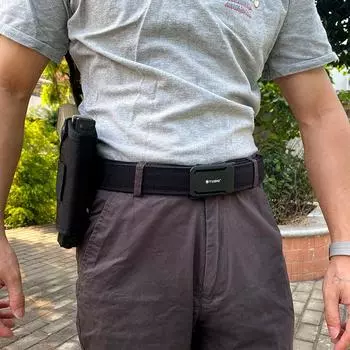 Новый мужской ремень для поездок на работу с автоматической пряжкой из нейлона, универсальный двухслойный толстый ремень для отдыха на природе 120cm чёрный