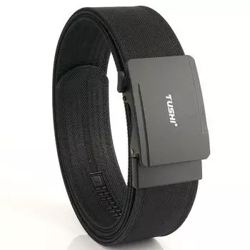 Новый мужской ремень для поездок на работу с автоматической пряжкой из нейлона, универсальный двухслойный толстый ремень для отдыха на природе 120cm чёрный