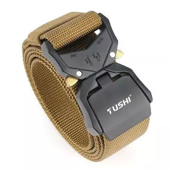 Новый мужской ремень для поездок на работу с автоматической пряжкой из нейлона, универсальный двухслойный толстый ремень для отдыха на природе 125cm чёрный